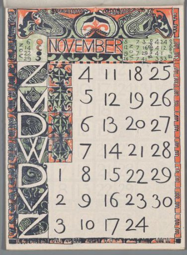 Calendar page November 1900