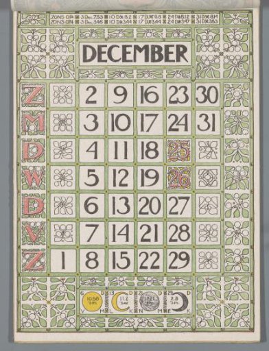 Calendar page December 1900