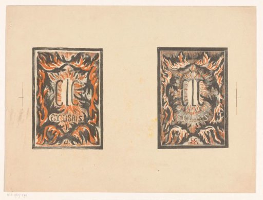 Two bookplates of Carel Lion Cachet
