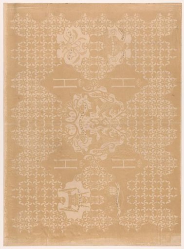 Sheet with ornaments, boat, wagon and coat of arms of the Netherlands