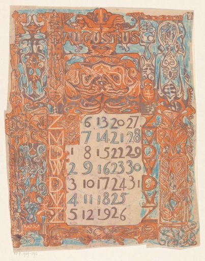 Calendar page August 1899