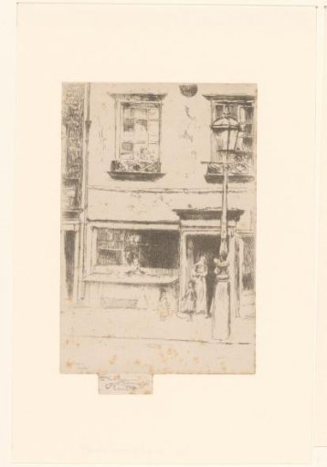 Street view with a fish shop