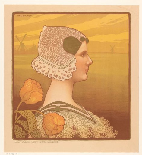 Portrait of Queen Wilhelmina in traditional dress