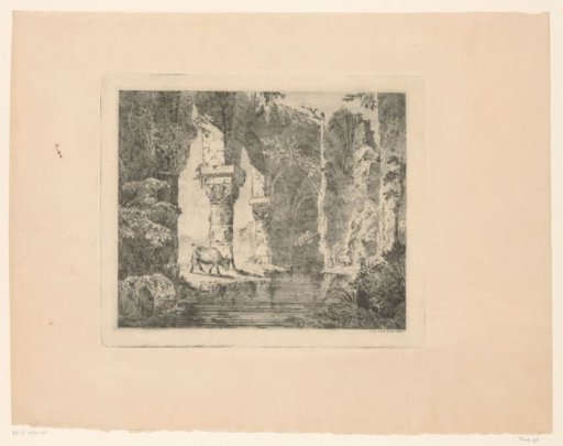 Romanesque Ruin with a Cow by the Water