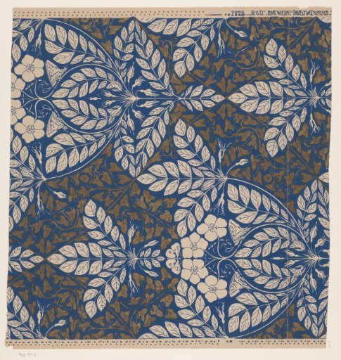 Design for wallpaper with leaves and flowers