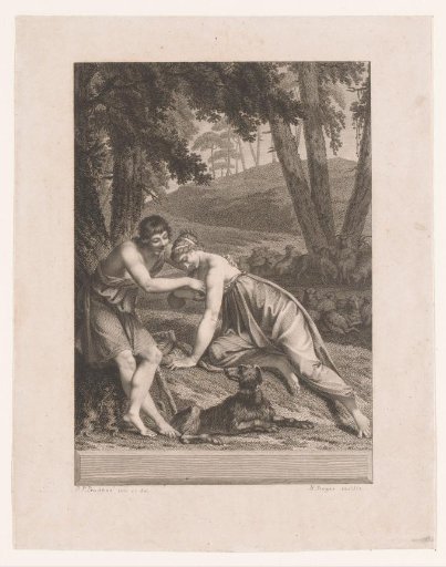 Daphnis takes a cricket from Chloë's dress