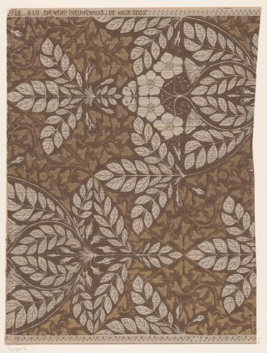 Design for wallpaper with leaves and flowers