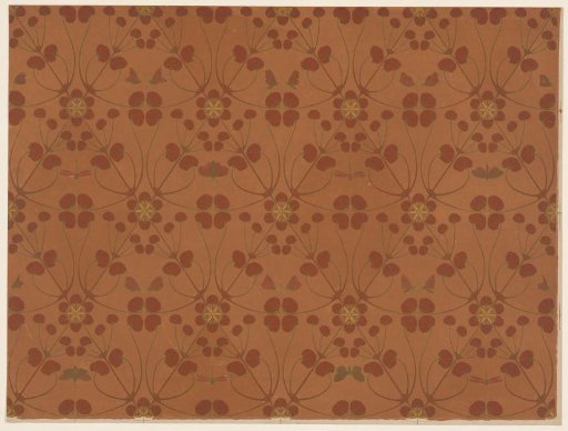 Wallpaper with Flowers, Butterflies, and Dragonflies