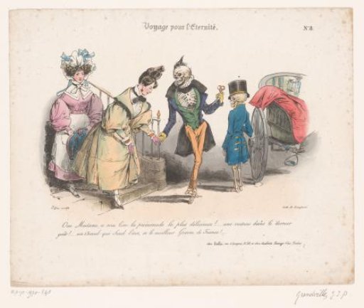 Young woman taken to a carriage by Death
