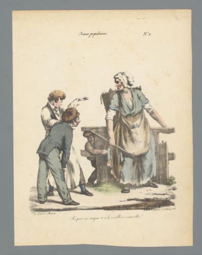 Boys teasing a working woman