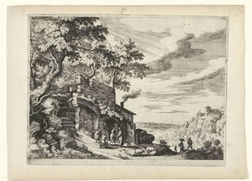 Shepherds near a ruin