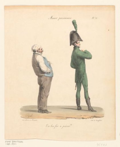 Older man laughs at the costume of a younger man