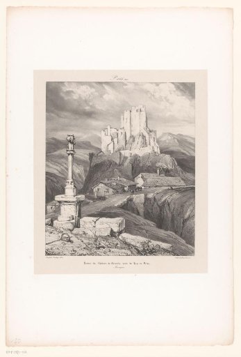 View of the ruins of the castle of Bouzols near Le Puy-en-Velay