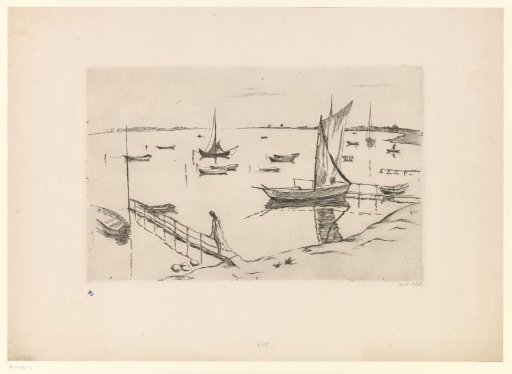 View of a River with Landing Stages and Boats
