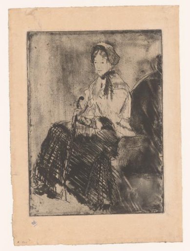 Seated woman with umbrella