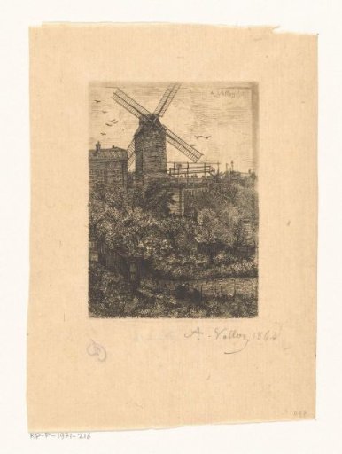 View of the Moulin de la Galette in Montmartre