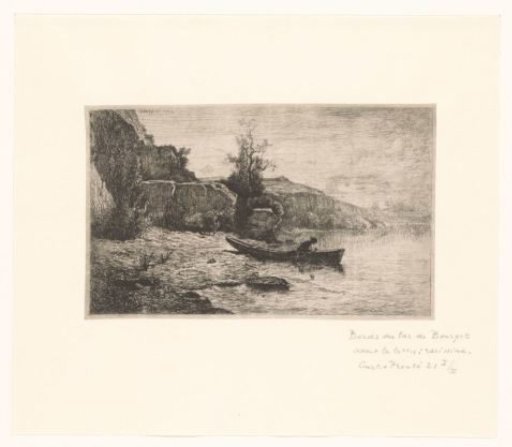 Punter on the shore of Lake Le Bourget