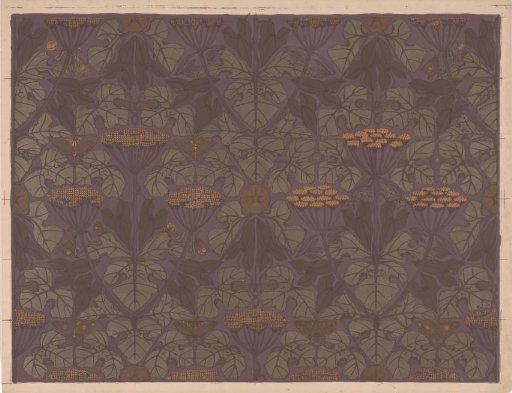 Sheet of Wallpaper with Umbellifers, Butterflies, and Dragonflies