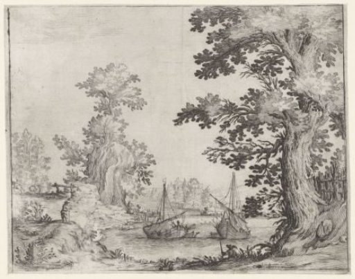 Landscape with two sailing ships