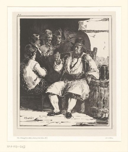 Old sailor smoking a pipe in a tavern