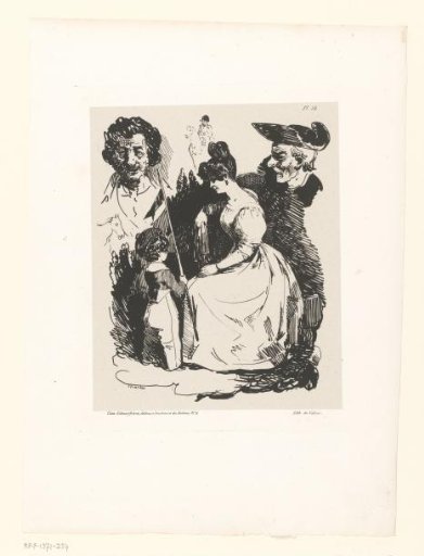Young woman with child and sketches of figures