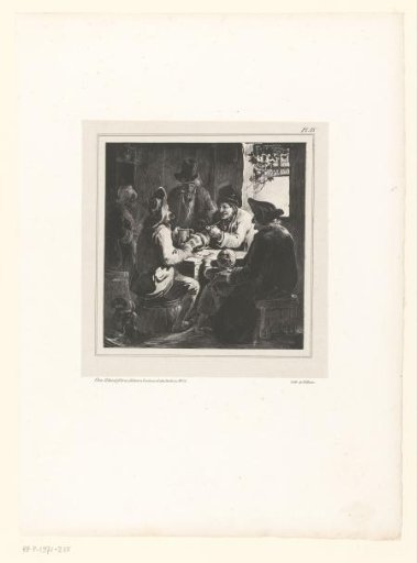 Old men playing cards in a tavern