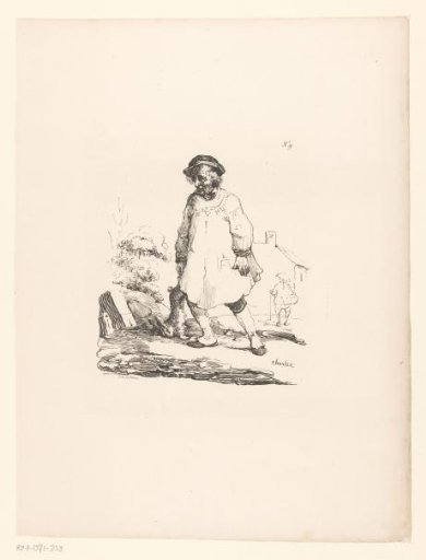 Poacher with a dead hare
