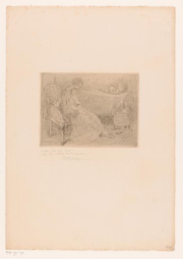 Interior with a Woman Sitting at a Table with a Tea Service