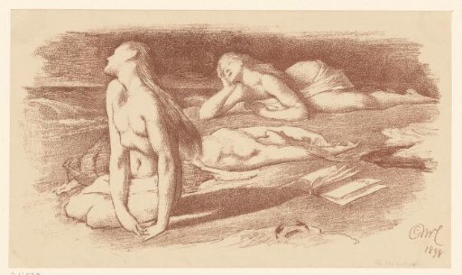 Three nude women by the sea