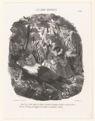 Couple resting in the woods