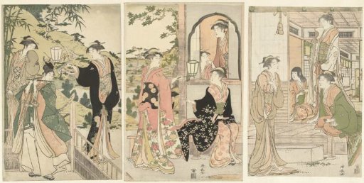 Yoshitsune Offering a Serenade to Joruri Hime