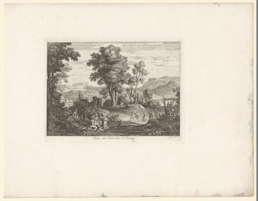 Ruin Landscape with Vineyard and Celebrating Crowd