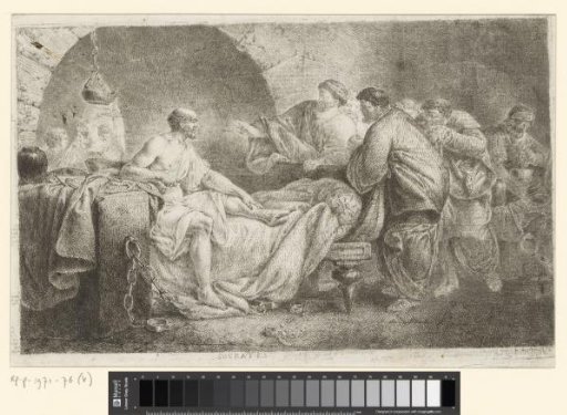 Socrates bidding farewell to his friends in prison
