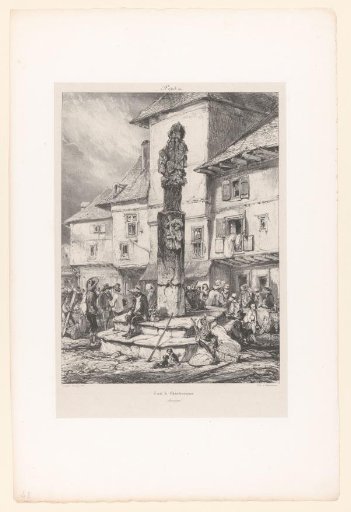 Monument with the Passion of Christ on a square in Chaudes-Aigues