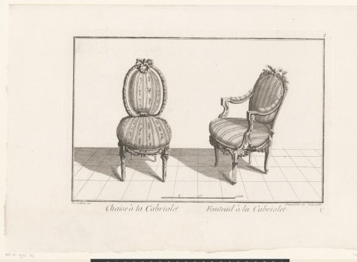 Two chairs with striped upholstery