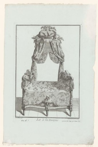 Bed with canopy and chamber pot