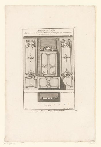 Buffet cabinet against wall with panels