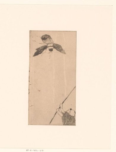 Japanese motif with a man and a bee