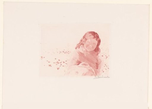 Girl with a basket in a flower meadow