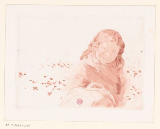 Girl with a basket in a flower meadow