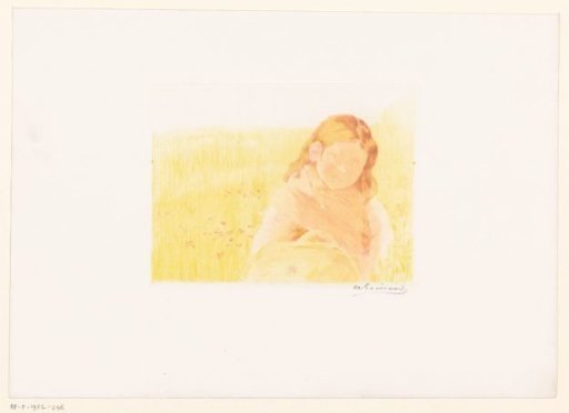 Girl with a basket in a flower meadow