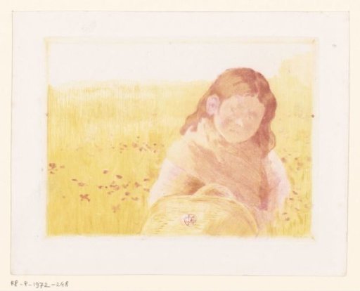 Girl with a basket in a flower meadow