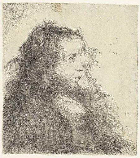 Bust of a young girl with loose hair