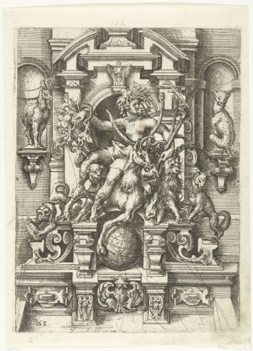 Fountain with Ceres, seated on a recumbent deer