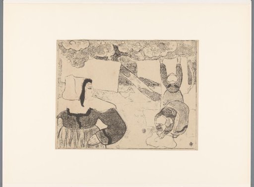 Three Breton Women Hanging Out the Laundry