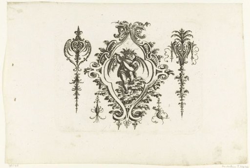 Cartouche with a putto playing the lute