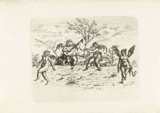 Landscape with four putti