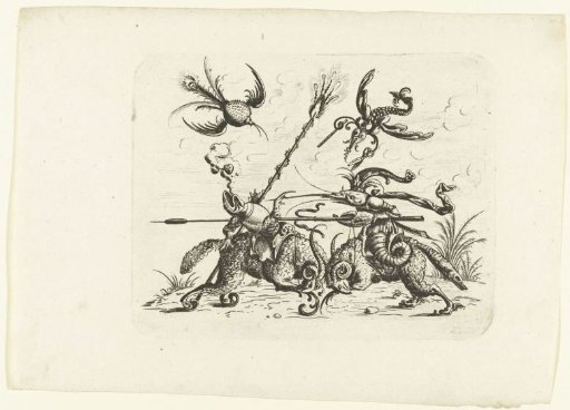 Fight between a frog and a lobster