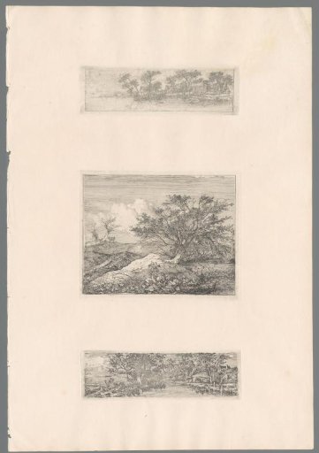 Landscape with willow by a pool, left a cow next to a tree