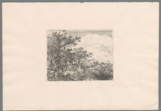Rolling landscape with path that runs between two farms